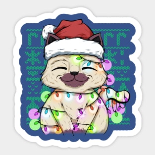 cute cat christmas lights and fun Sticker